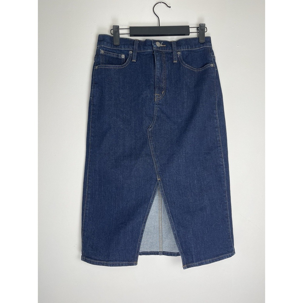 J. Crew Blue Denim Front Slit Midi Skirt Size 27 New With Tag Y2K Western